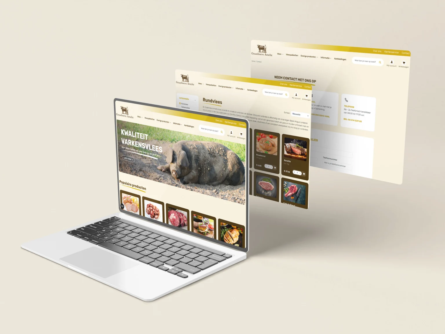 Webshop van Graashoeve Amelte op een laptop