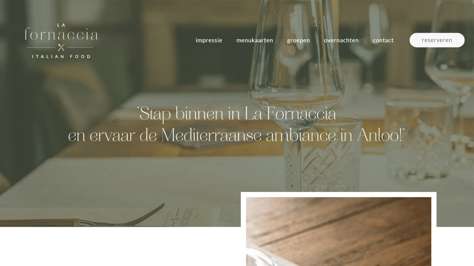 Homepage van La Fornaccia met de uitnodiging om binnen te stappen